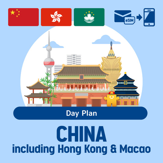 Prepaid ESIM/Day Plan that can be used in China/Hong Kong/Macau