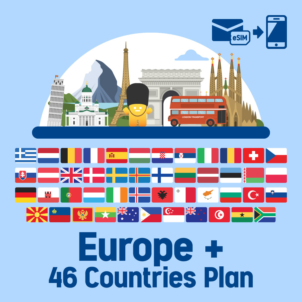 ヨーロッパを中心に46ヶ国で使えるプリペイドeSIMプラン