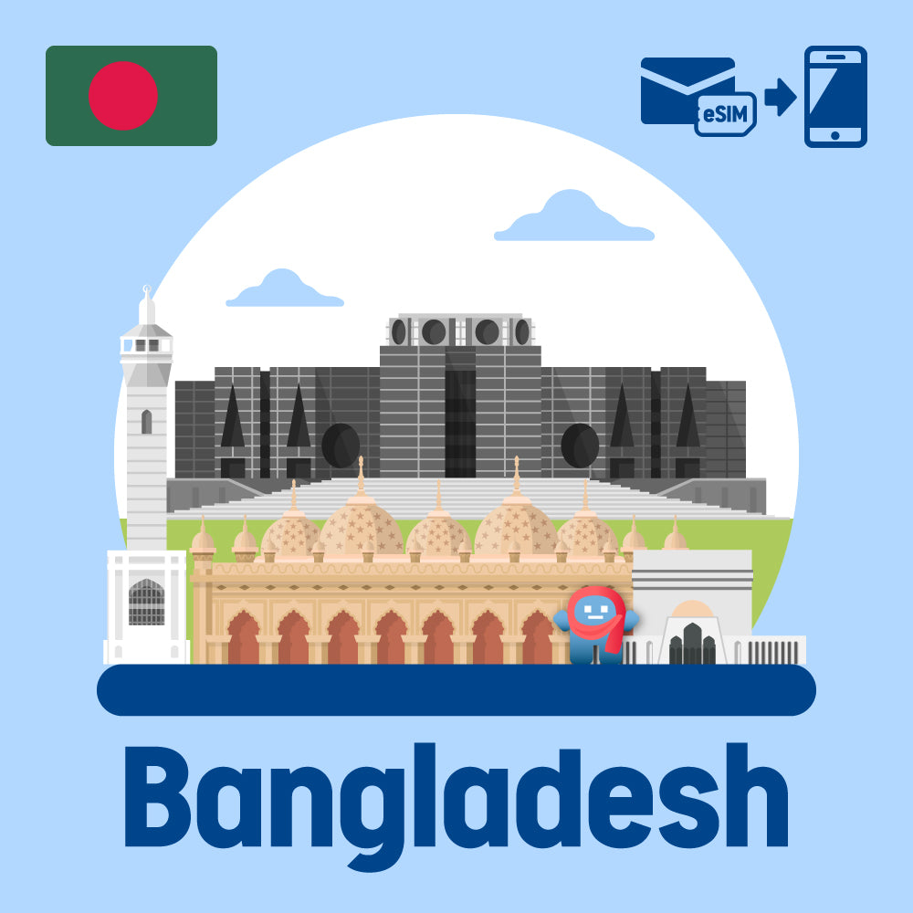 Plan de ESIM/día prepago que se puede usar en Bangladesh