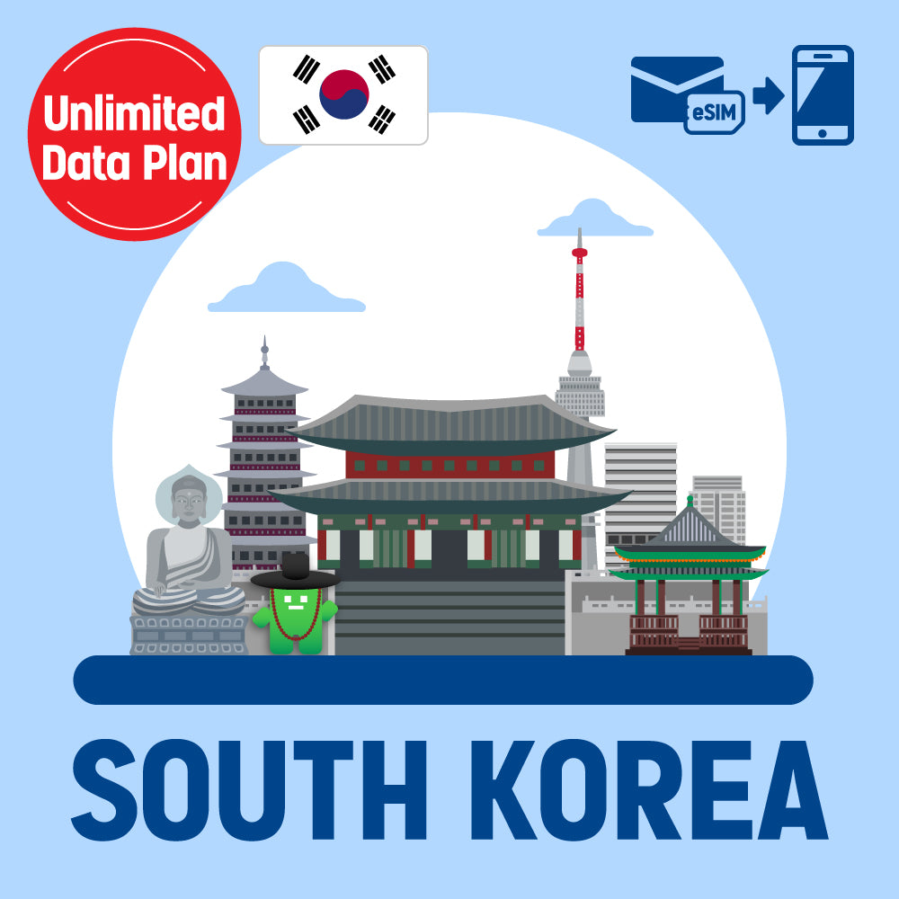 Plan de uso de ESIM/datos prepago que se puede usar en Corea