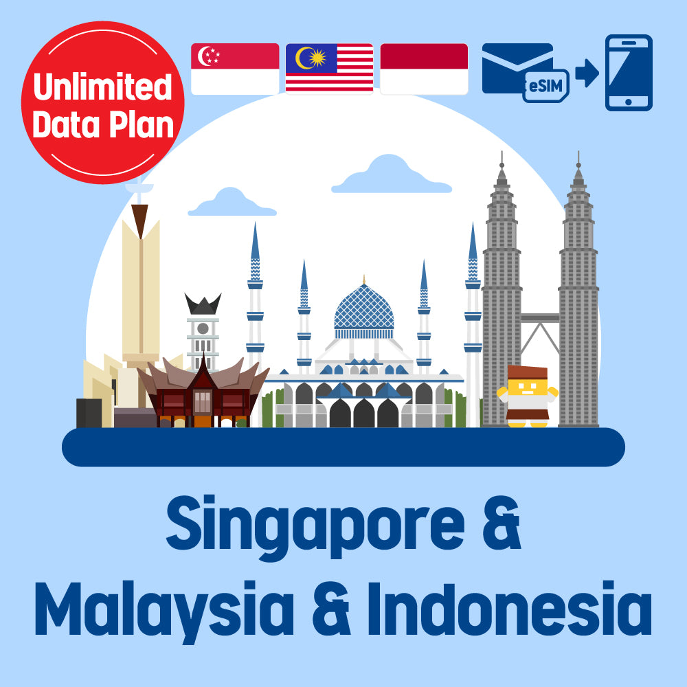 Prepaid eSIM for Singapore, Malaysia and Indonesia / Unlimited