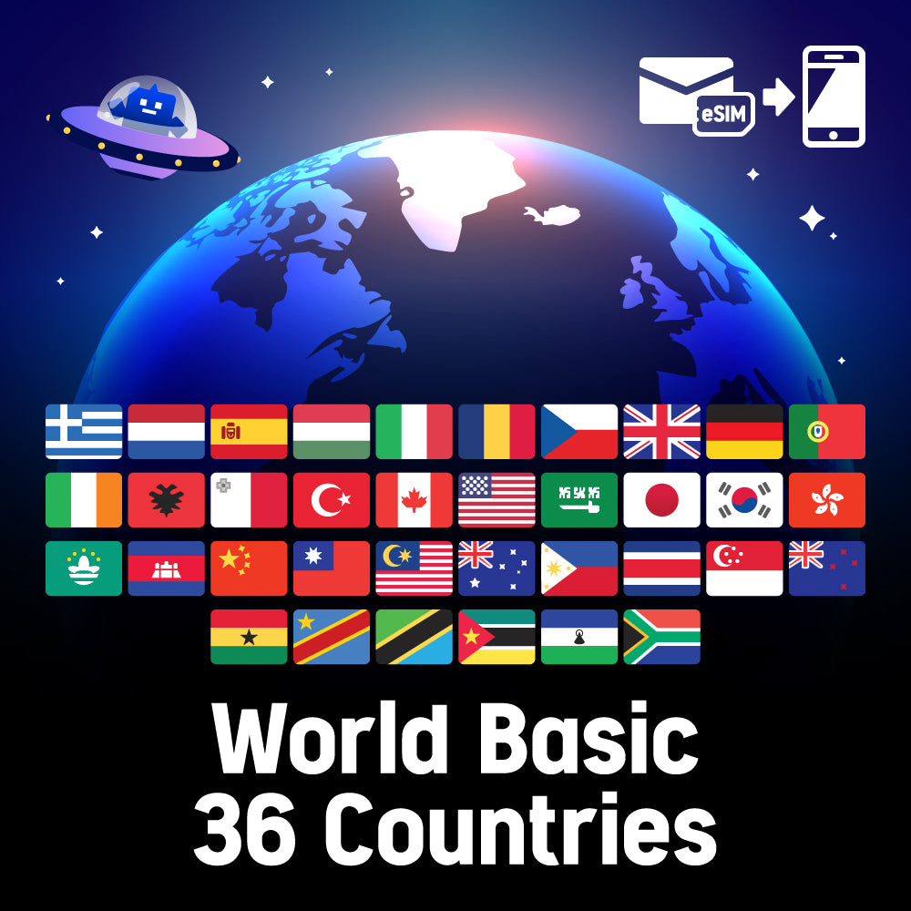 Prepaid eSIM for 36 countries worldwide / Total data