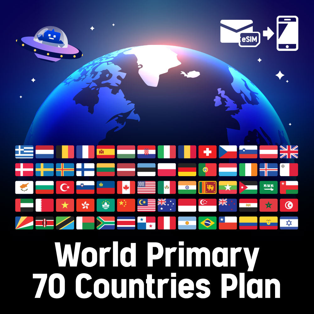 Prepaid eSIM for 70 countries worldwide / Total data